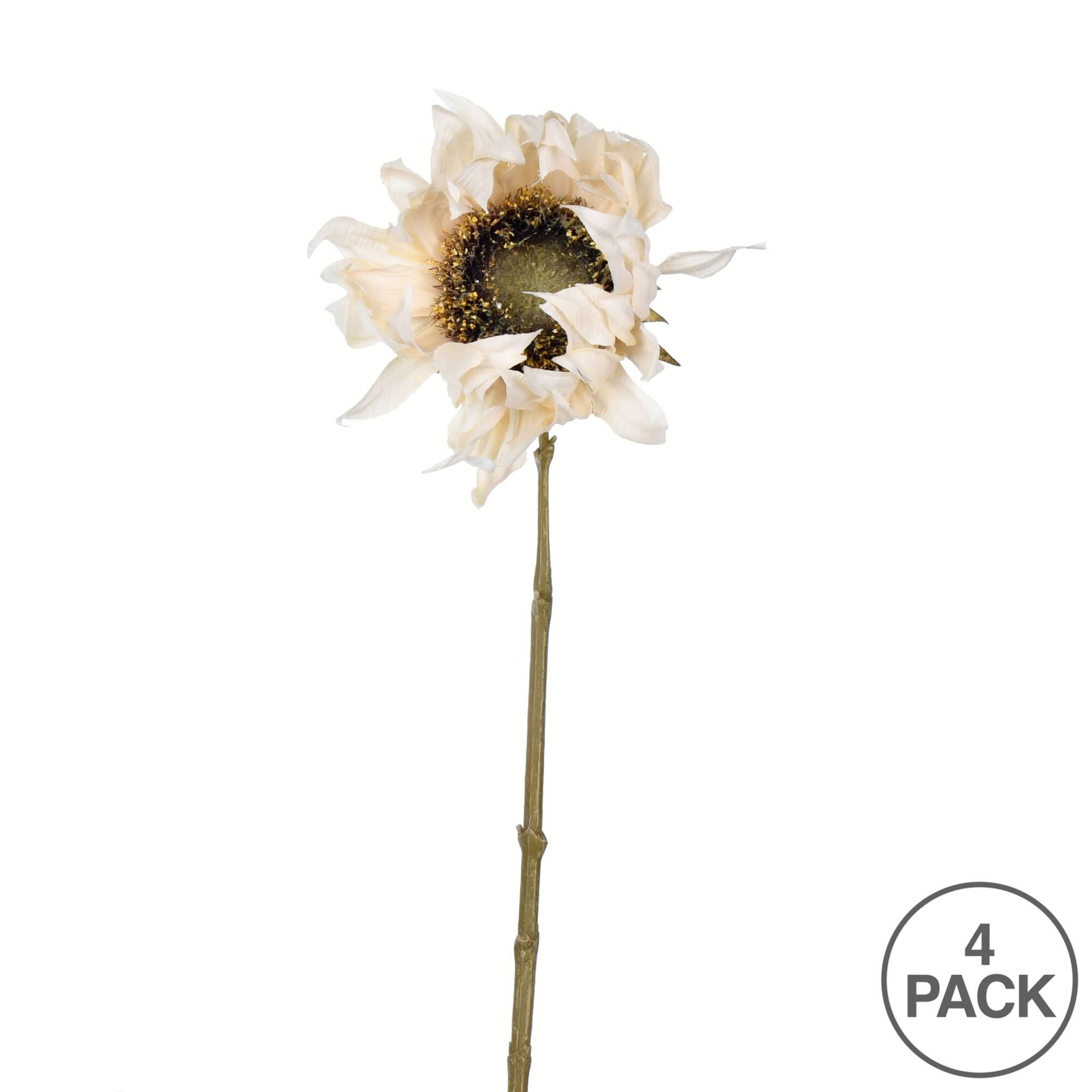 Ivory Sunflower Stem, 4ct.